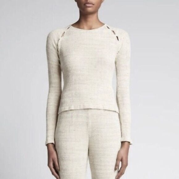 Monrow Beige Ribbed Knit Blouse - Picture 1 of 8